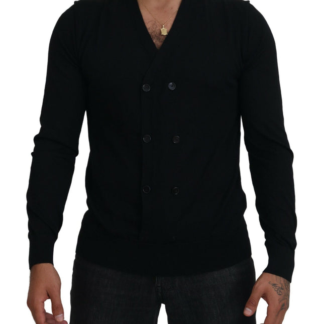 Dolce & Gabbana Black Cashmere Button Down Cardigan Sweater