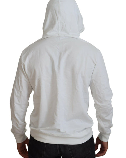 Dolce & Gabbana White Cotton Hooded Sweatshirt Logo Sweater
