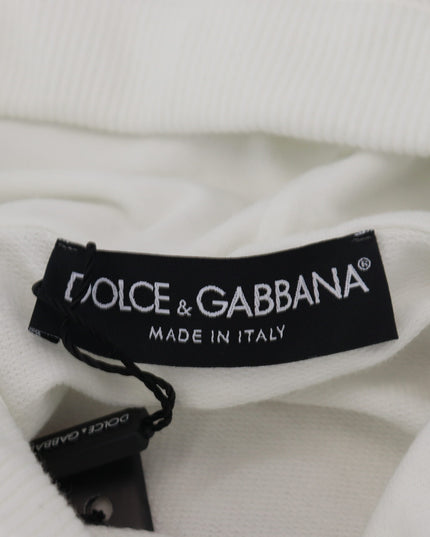 Dolce & Gabbana White Cotton Hooded Sweatshirt Logo Sweater