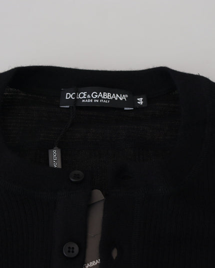 Dolce & Gabbana Black Cashmere Button Pullover Sweater
