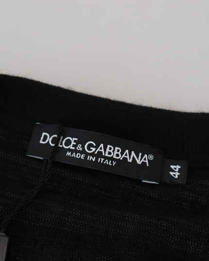 Dolce & Gabbana Black Cashmere Button Pullover Sweater