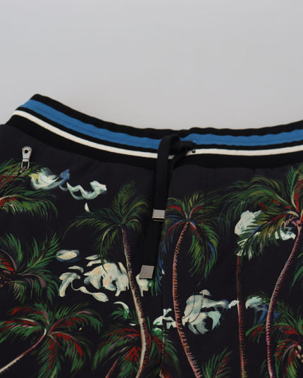 Dolce & Gabbana Black Cotton Volcano Print Casual Shorts