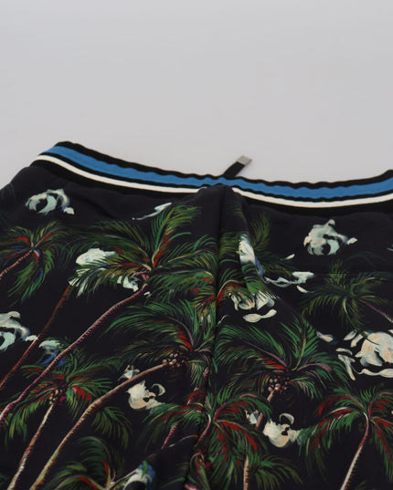 Dolce & Gabbana Black Cotton Volcano Print Casual Shorts
