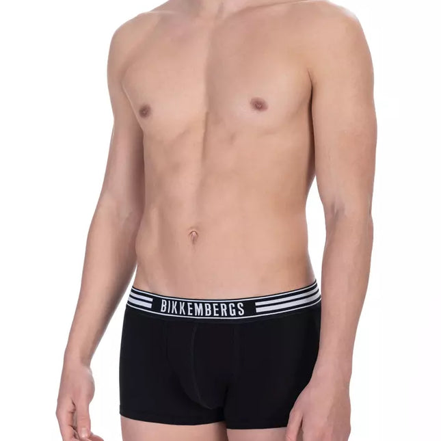 Bikkembergs Black Cotton Men Trunk Twin Pack