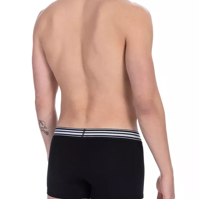 Bikkembergs Black Cotton Men Trunk Twin Pack