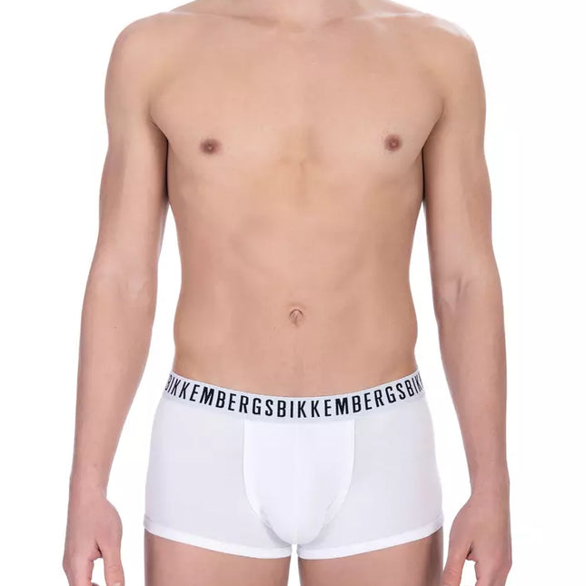 Bikkembergs White Cotton Men's Trunk Underwear Twin Pack