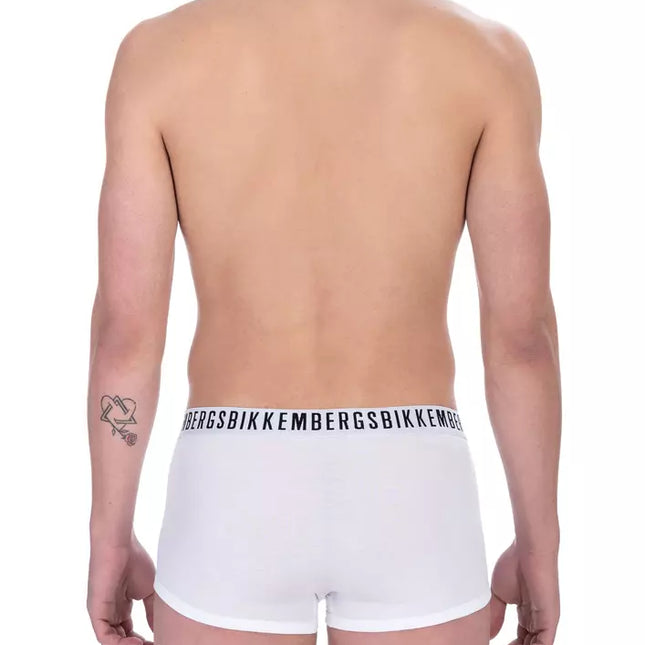 Bikkembergs White Cotton Men's Trunk Underwear Twin Pack