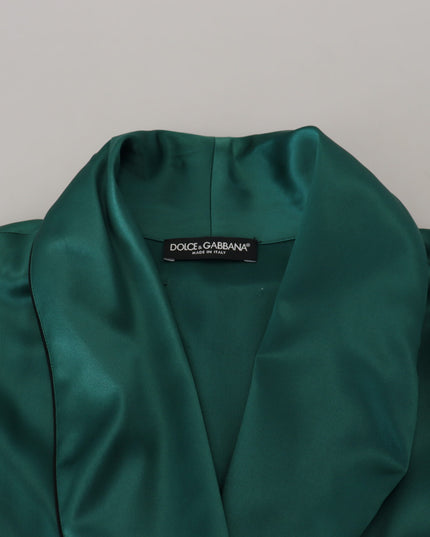 Dolce & Gabbana Green Silk Waist Belt Robe Sleepwear