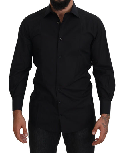 Dolce & Gabbana Black GOLD Cotton Collared Long Sleeve Shirt