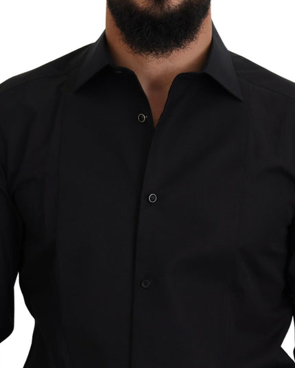 Dolce & Gabbana Black GOLD Cotton Collared Long Sleeve Shirt