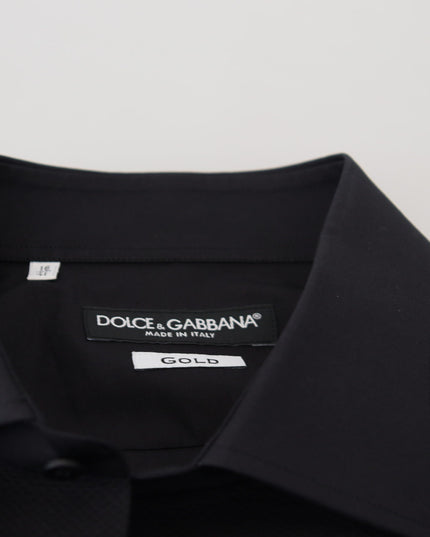 Dolce & Gabbana Black GOLD Cotton Collared Long Sleeve Shirt