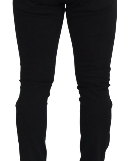 Dolce & Gabbana Black Slim Fit Tattered Denim Cotton Jeans