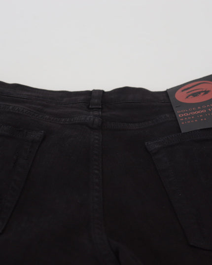 Dolce & Gabbana Black Slim Fit Tattered Denim Cotton Jeans