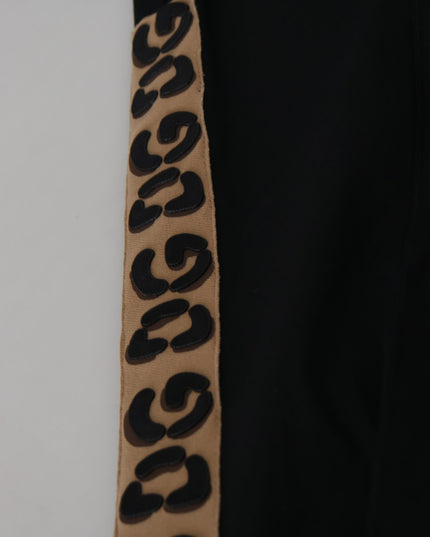 Dolce & Gabbana Black Cotton Elastic Waist DG Logo Cropped Pants