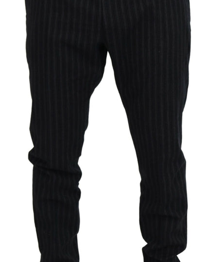 Dolce & Gabbana Dark Gray Stripes Chino Dress Pants