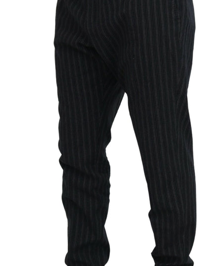 Dolce & Gabbana Dark Gray Stripes Chino Dress Pants