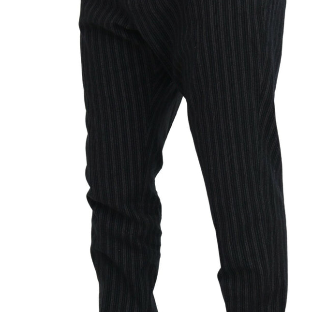 Dolce & Gabbana Dark Gray Stripes Chino Dress Pants