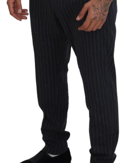 Dolce & Gabbana Dark Gray Stripes Chino Dress Pants