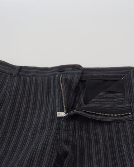 Dolce & Gabbana Dark Gray Stripes Chino Dress Pants