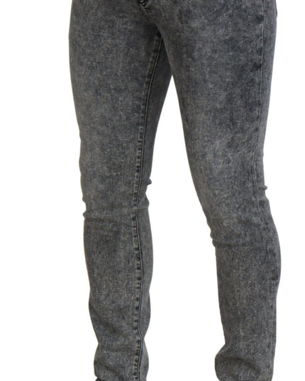 Dolce & Gabbana Grey Washed Cotton Slim Fit Men Denim Jeans