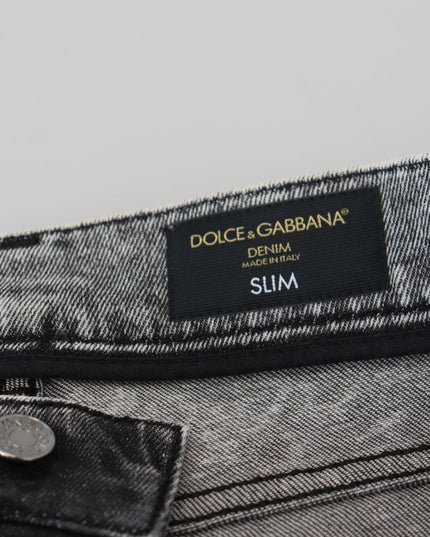 Dolce & Gabbana Grey Washed Cotton Slim Fit Men Denim Jeans