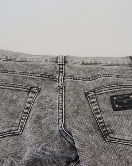 Dolce & Gabbana Grey Washed Cotton Slim Fit Men Denim Jeans