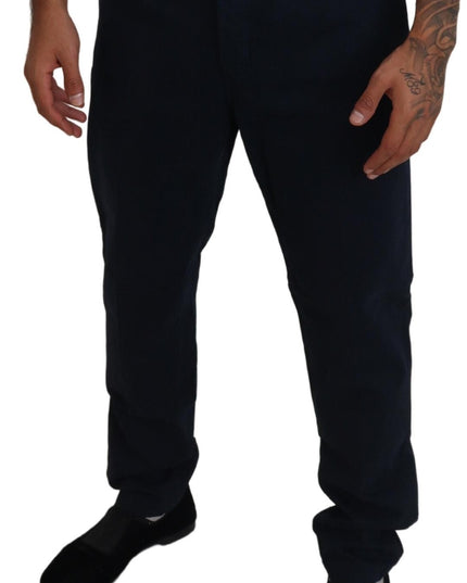 Dolce & Gabbana Blue Cotton Dress Formal Men Pants