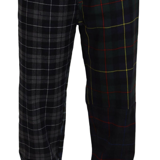 Dolce & Gabbana Multicolor Checkered Wool Men Jogger Pants