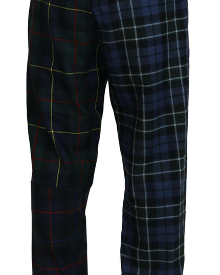 Dolce & Gabbana Multicolor Checkered Wool Men Jogger Pants