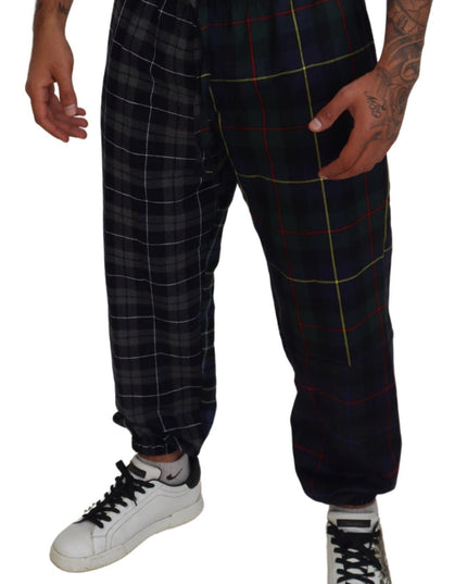 Dolce & Gabbana Multicolor Checkered Wool Men Jogger Pants
