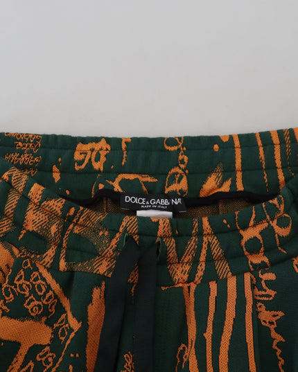 Dolce & Gabbana Multicolor Logo Print Silk Cargo Jogger Pants
