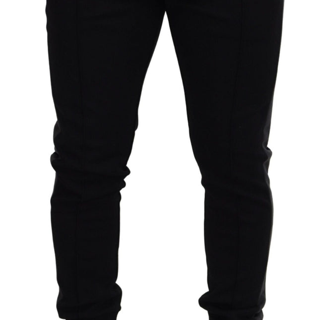 Dolce & Gabbana Black Wool Horseshoe Jogger Pants
