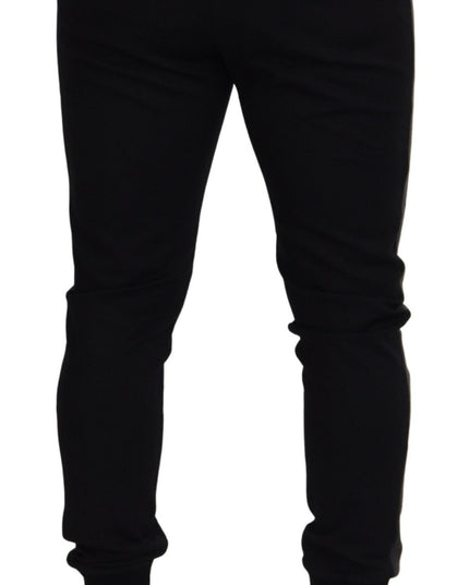 Dolce & Gabbana Black Wool Horseshoe Jogger Pants