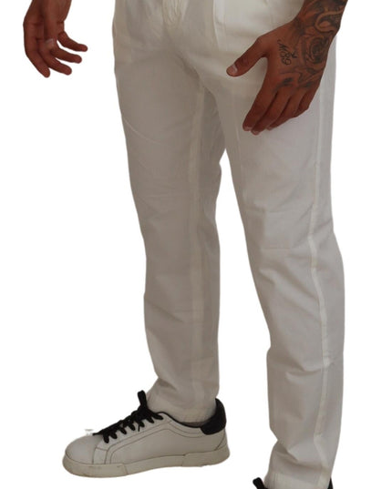 Dolce & Gabbana White Cotton Skinny Chino Pants