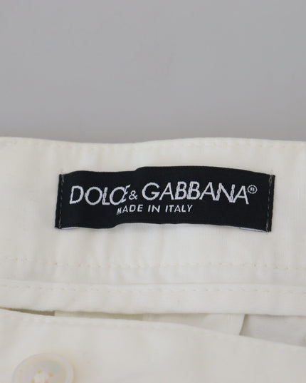 Dolce & Gabbana White Cotton Skinny Chino Pants