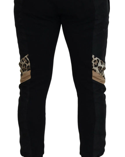 Dolce & Gabbana Black Polyester Skinny Jogger Men Pants