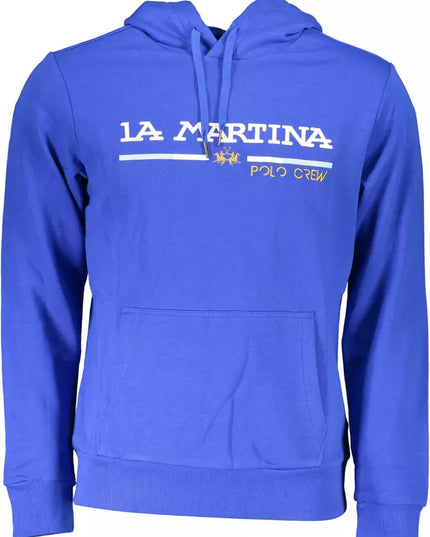La Martina Chic Blue Embroidered Hooded Sweatshirt