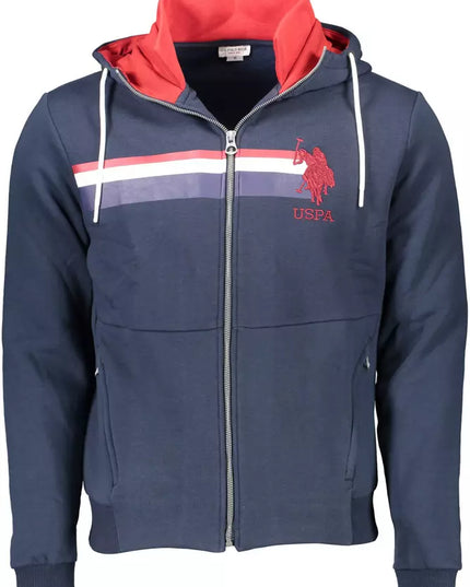 U.S. POLO ASSN. Chic Blue Hooded Zip Sweatshirt - Embroidered Detail