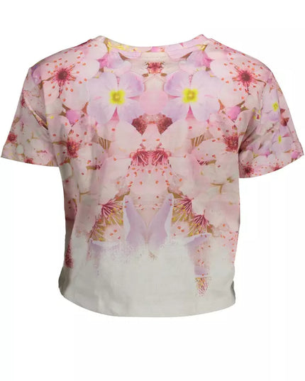 Desigual Chic Pink Embroidered Cotton Tee