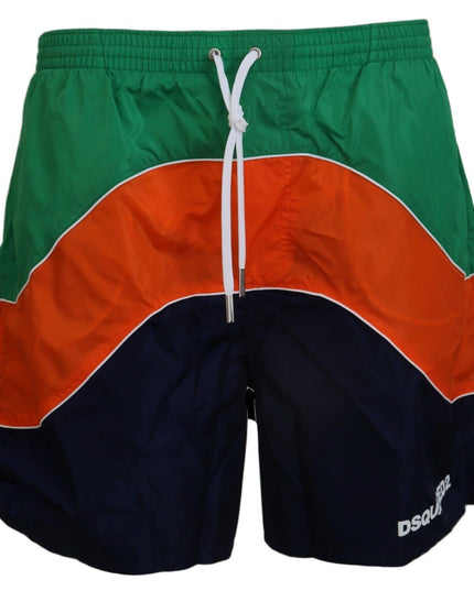 Dsquared² Multicolor Logo Print Men Beachwear Swimwear Short