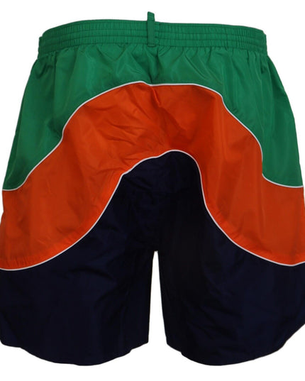 Dsquared² Multicolor Logo Print Men Beachwear Swimwear Short