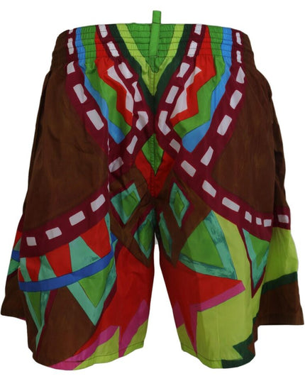 Dsquared² Multicolor Printed Men Beachwear Swimwear Short