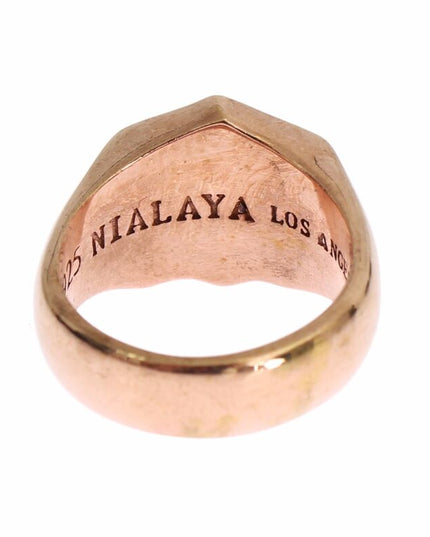 Nialaya Pink Gold 925 Silver Authentic Clear Ring