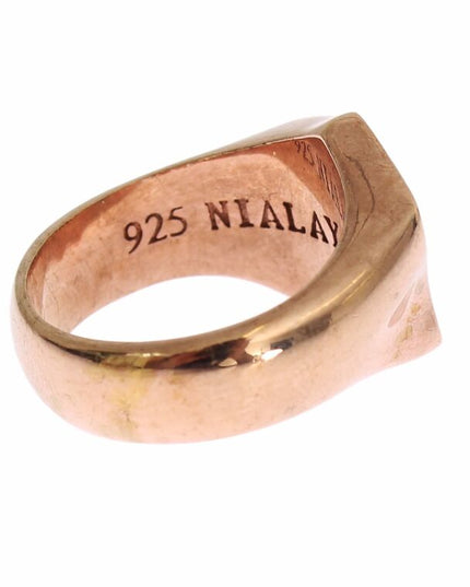 Nialaya Pink Gold 925 Silver Authentic Clear Ring