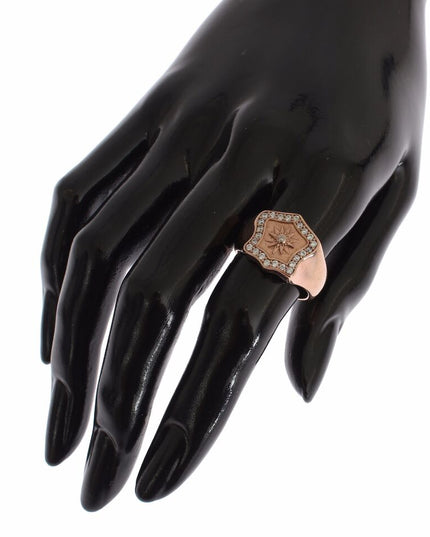 Nialaya Pink Gold 925 Silver Authentic Clear Ring