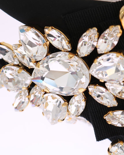 Dolce & Gabbana Black Crystal White Hair Parrucchiera Headband Diadem