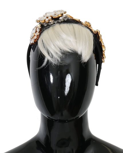 Dolce & Gabbana Black Crystal White Hair Parrucchiera Headband Diadem