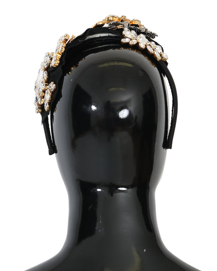 Dolce & Gabbana Black Crystal White Hair Parrucchiera Headband Diadem