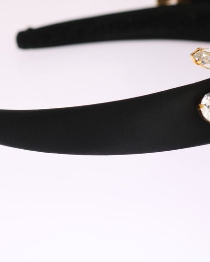 Dolce & Gabbana Black Crystal White Hair Parrucchiera Headband Diadem