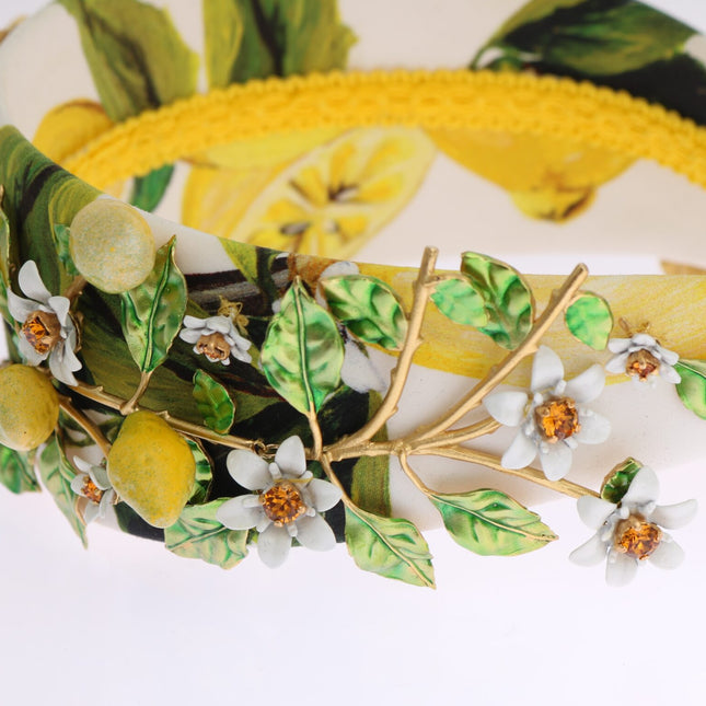 Dolce & Gabbana Yellow Lemons Sicily Crystal Diadem Tiara Headband